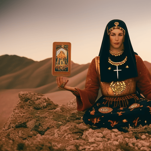 An image depicting a meticulous Virgo surrounded by earthy colors and symbols of organization, paired with the Hermit tarot card, showcasing a lone figure seeking wisdom and introspection in a serene natural setting